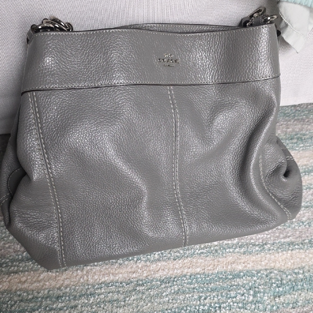 Coach Pebble Leather Shoulder Bag in Gray